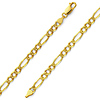4.5mm 14K Gold Yellow Pave Figaro Link Chain Bracelet 7.5in thumb 0