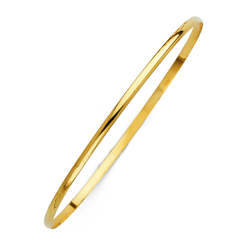 2mm High Polished Domed Solid 14K Yellow Gold Bangle Bracelet Slide 0