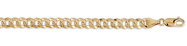 6mm 14K Yellow Gold Solid Men's Pave Concave Curb Cuban Link Chain Necklace 20-26in Slide 1