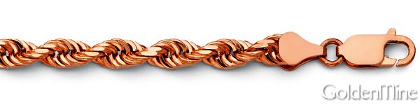 5mm 14K Rose Gold Solid Diamond-Cut Rope Chain Necklace 20-30in Slide 1