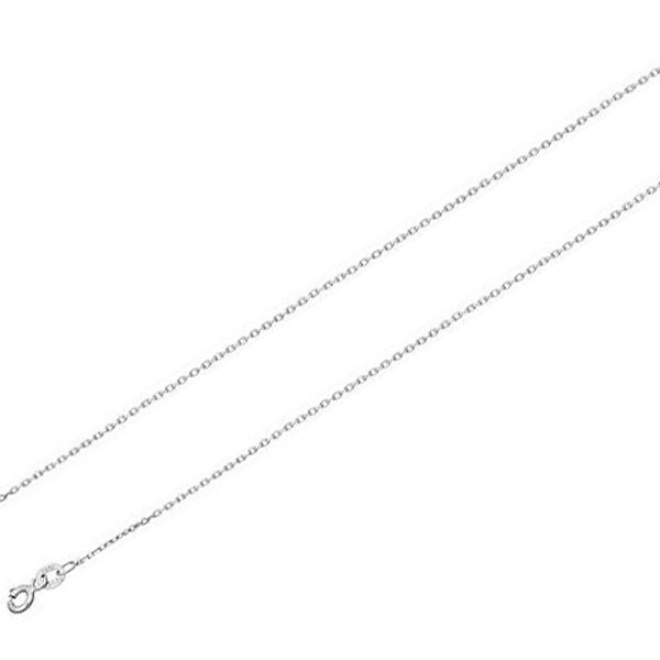 0.7mm 18K White Gold Micro Rolo Link Chain Necklace 16-30in Slide 0