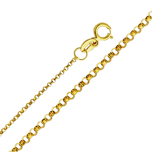 1.2mm 14K Yellow Gold Rolo Cable Chain Necklace 16-22in. Slide 0