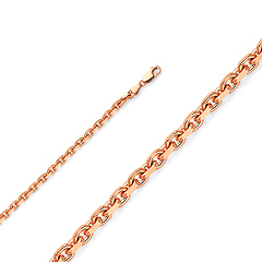 2mm 14K Rose Gold Fancy Rectangle Link Cable Chain Necklace 18-30in
