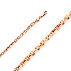 3mm 14K Rose Gold Fancy Rectangle Link Cable Chain Necklace 20-30in