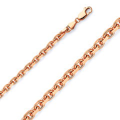 4mm 14K Rose Gold Fancy Rectangle Link Cable Chain Necklace 20-30in