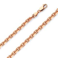 5mm 14K Rose Gold Fancy Rectangle Link Cable Chain Necklace 20-30in