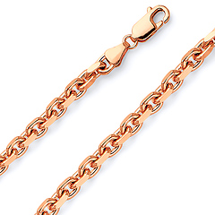 5.5mm 14K Rose Gold Fancy Rectangle Link Cable Chain Necklace 20-30in