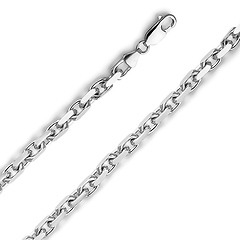5mm 14K White Gold Fancy Rectangle Link Cable Chain Necklace 20-30in