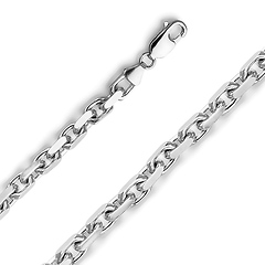 5.5mm 14K White Gold Fancy Rectangle Link Cable Chain Necklace 20-30in