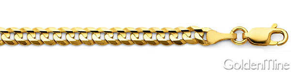 4.5mm 14K Yellow Gold Concave Curb Cuban Link Chain Bracelet 7.5in Slide 1