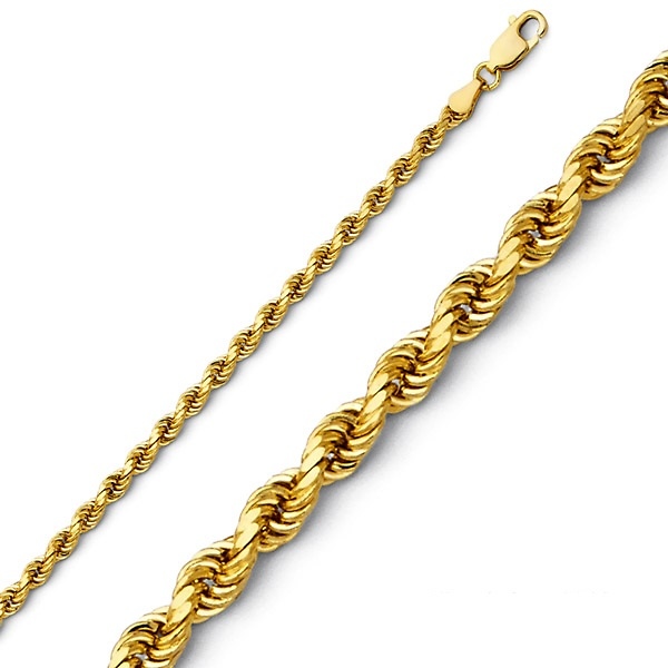 2.5mm 14K Yellow Gold Diamond-Cut Rope Chain Necklace - Heavy 18-24in Slide 0