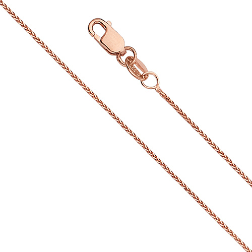 0.9mm 14K Rose Gold Diamond-Cut Round Wheat Chain Necklace 16-24in Slide 0