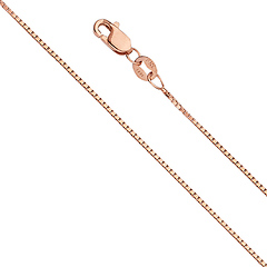 0.8mm 14K Rose Gold Box Chain Necklace 16-24in