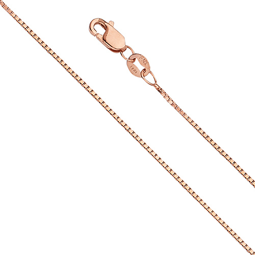 0.8mm 14K Rose Gold Box Chain Necklace 16-24in Slide 0