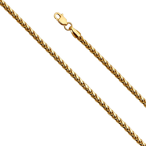 2.5mm 14k Yellow Gold Diamond-Cut Hollow Wheat Chain Bracelet 7.5in Slide 0