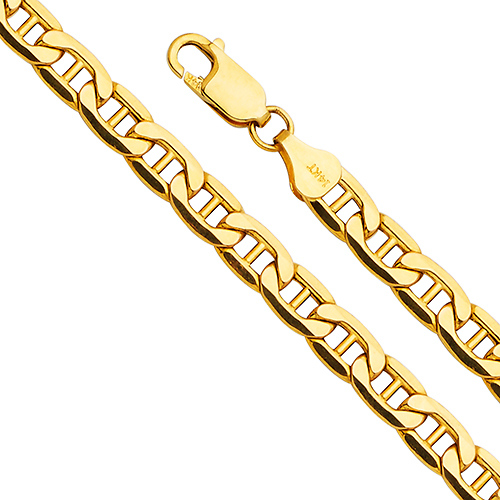 6.2mm 14K Yellow Gold Hollow Mariner Bevel Chain Necklace 20-26in Slide 0