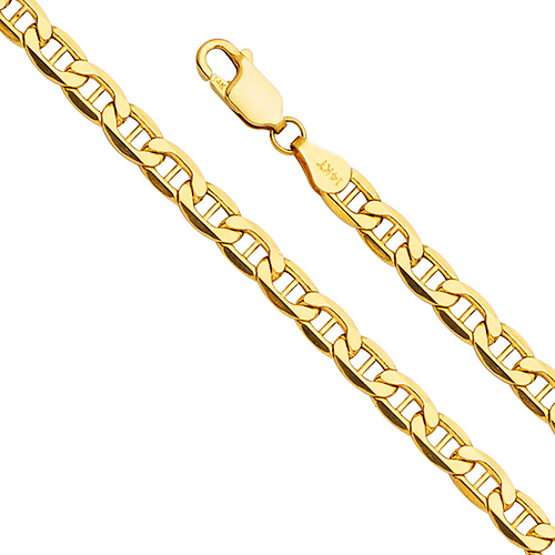 4.5mm 14k Yellow Gold Hollow Mariner Bevel Chain Bracelet 7.5in Slide 0