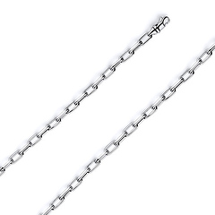 4mm 14K White Gold Hollow Paper Clip Link Chain Necklace 16-30in