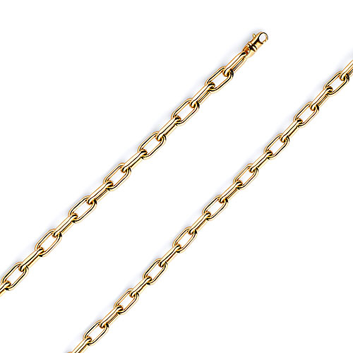 4mm 14K Yellow Gold Hollow Paper Clip Link Chain Necklace 16-30in Slide 0