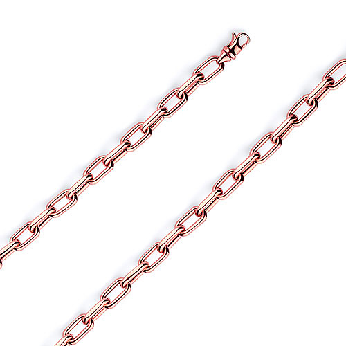 5mm 14K Rose Gold Hollow Paper Clip Link Chain Necklace 16-30in 