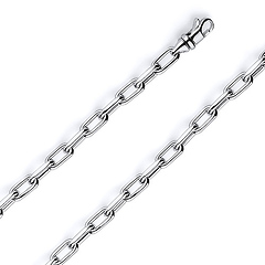 6mm 14K White Gold Hollow Paper Clip Link Chain Necklace 16-30in