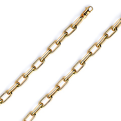 6mm 14K Yellow Gold Hollow Paper Clip Link Chain Necklace 16-30in