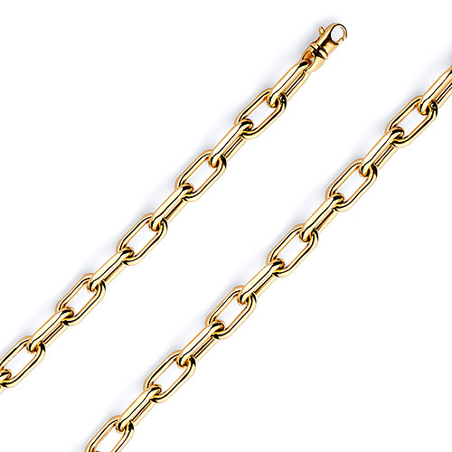 6mm 14K Yellow Gold Solid Hollow Paper Clip Link Chain Necklace 16-30in Slide 0