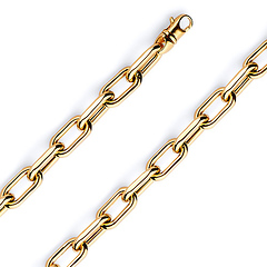 8mm 14K Yellow Gold Solid Hollow Paper Clip Link Chain Necklace 16-30in