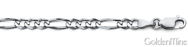 4.5mm 18K White Gold Figaro Chain Bracelet 8in Slide 1