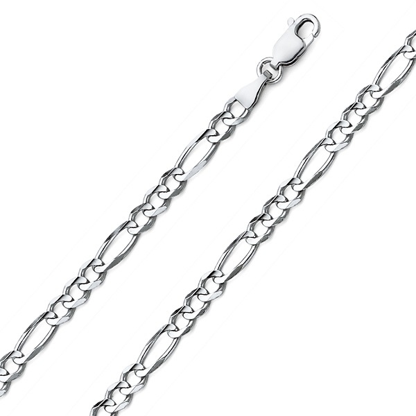 4mm Sterling Silver Figaro Link Chain Necklace 16-30in Slide 0