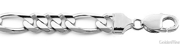 Men's 10mm Sterling Silver Figaro Link Chain Necklace 20-30in Slide 1