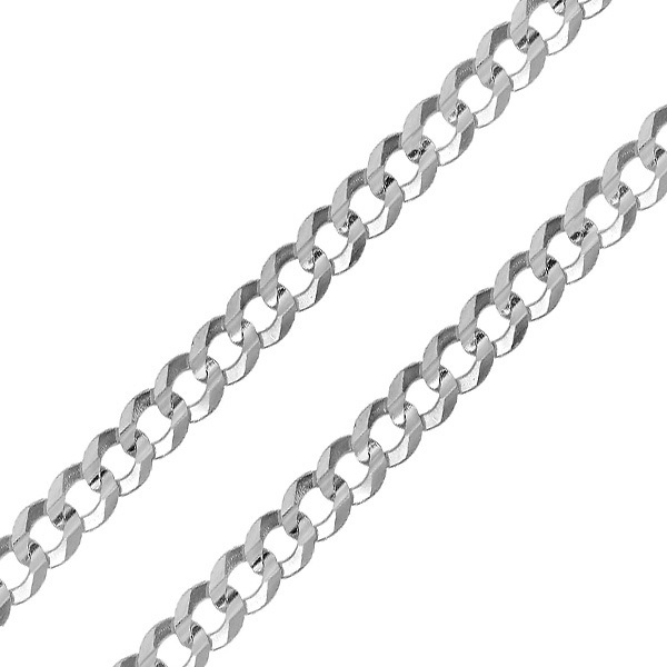 8mm Silver-Tone Stainless Steel Curb Chain Bracelet