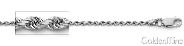 1.5mm 14K White Gold Diamond-Cut Rope Chain Necklace - Heavy 16-30in Slide 1