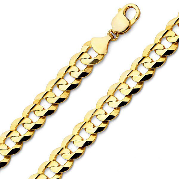 9.5mm Concave Curb Cuban Link Bracelet in 14K Yellow Gold - Men Slide 0