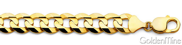 9.5mm Concave Curb Cuban Link Bracelet in 14K Yellow Gold - Men Slide 1