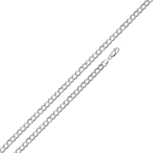 3mm Sterling Silver Solid Men's Concave Curb Cuban Link Chain Necklace 16-30in Slide 0