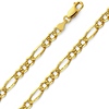 6mm 14K Yellow Gold Men's Pave Figaro Link Chain Necklace 20-26in thumb 0