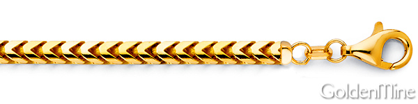 4.25mm 18K Yellow Gold Solid Men's Square Franco Chain Necklace 20-30in Slide 1