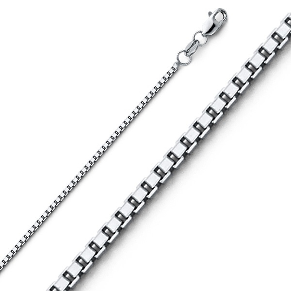 1.1mm 18K White Gold Box Chain Necklace 16-18in Slide 0