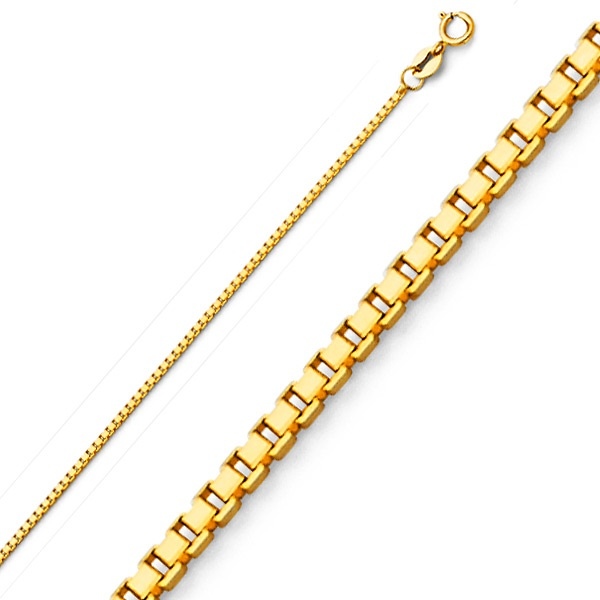 1.1mm 18K Yellow Gold Box Chain Necklace 18in | GoldenMine.com