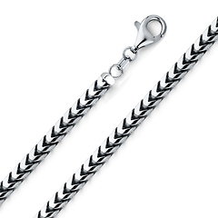 5mm 14K White Gold Solid Men's Square Franco Chain Necklace 20-30in