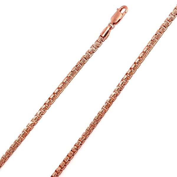 3mm 14K Rose Gold Diamond-Cut Box Link Chain Necklace 20-30in Slide 0