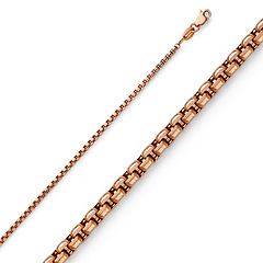 1.8mm 14K Rose Gold Round Box Diamond-Cut Chain Necklace 16-24in