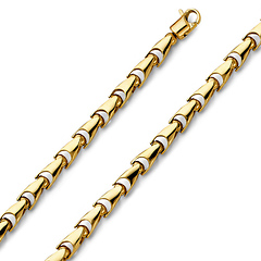 5.1mm 14k Yellow Gold Men's Fancy Bullet Link Chain Necklace 26in