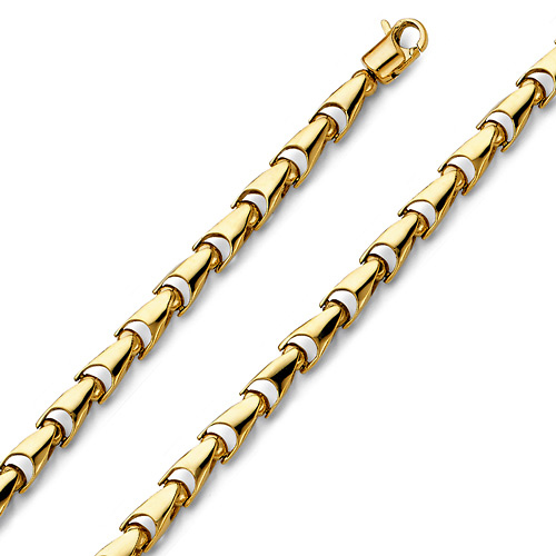 5.1mm 14k Yellow Gold Men's Fancy Bullet Link Chain Necklace 26in Slide 0