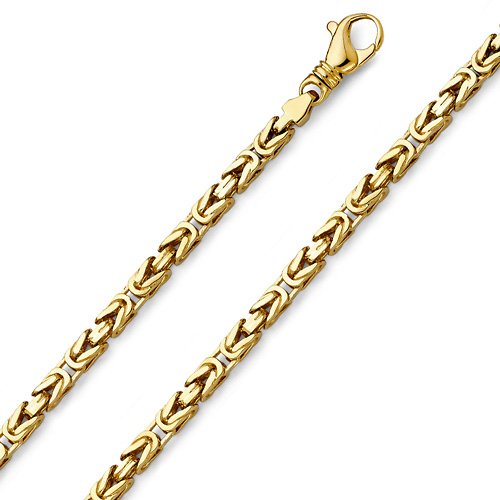 4.7mm 14K Yellow Gold Men's Fancy Byzantine Chain Bracelet 8.5in Slide 0