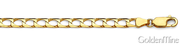 4mm 14K Yellow Gold Men's Square Curb Link Chain Necklace 20-24in Slide 1