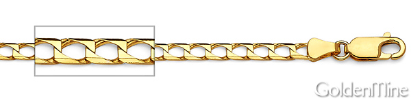 3.5mm 14K Yellow Gold Square Curb Cuban Link Chain Bracelet 7.5in Slide 1