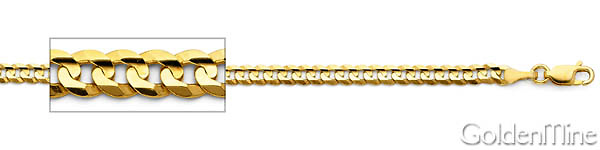 3mm 14K Yellow Gold Concave Curb Link Bracelet 7in Slide 1