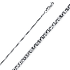 1.5mm 14K White Gold Flat Open Spiga Wheat Chain Necklace 16-22in